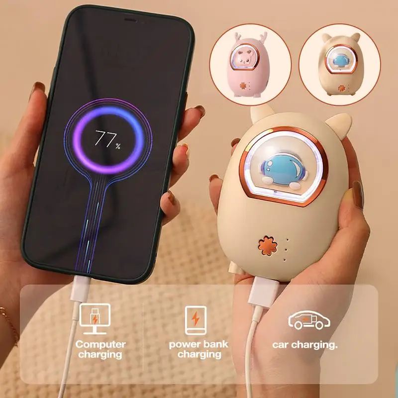 

Electric Hand Warmer Cute Ear Pocket USB Hand Warmer Rechargeable Fast Warming 3 Heat Levels Pocket Heater With Light For