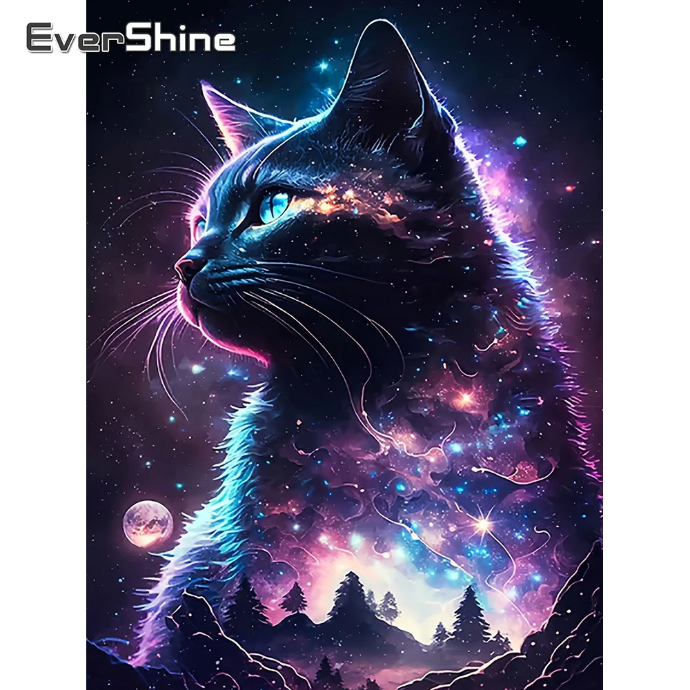 Evershine DIY Diamant Stickerei Katze Bild Von Strass Mosaik Tier Volle Bohrer Malerei Starry Sky Kunst Dekor Für Zuhause