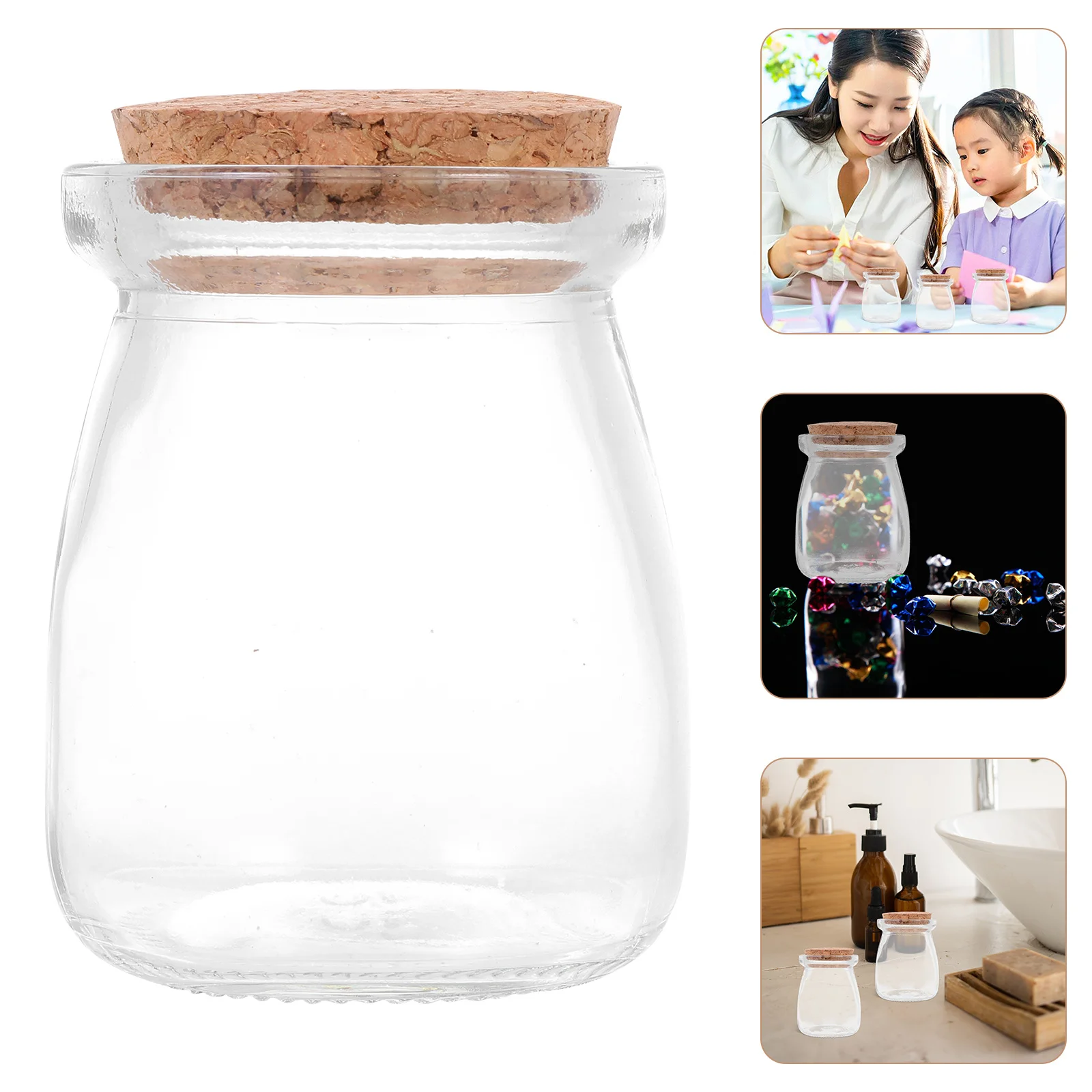 Botella de deseos de vidrio de 5 uds., tarro transparente DIY, botella de deriva con corcho para gemas pequeñas, almacenamiento de tarjetas postales de fotos de arena, Idea de regalo creativa