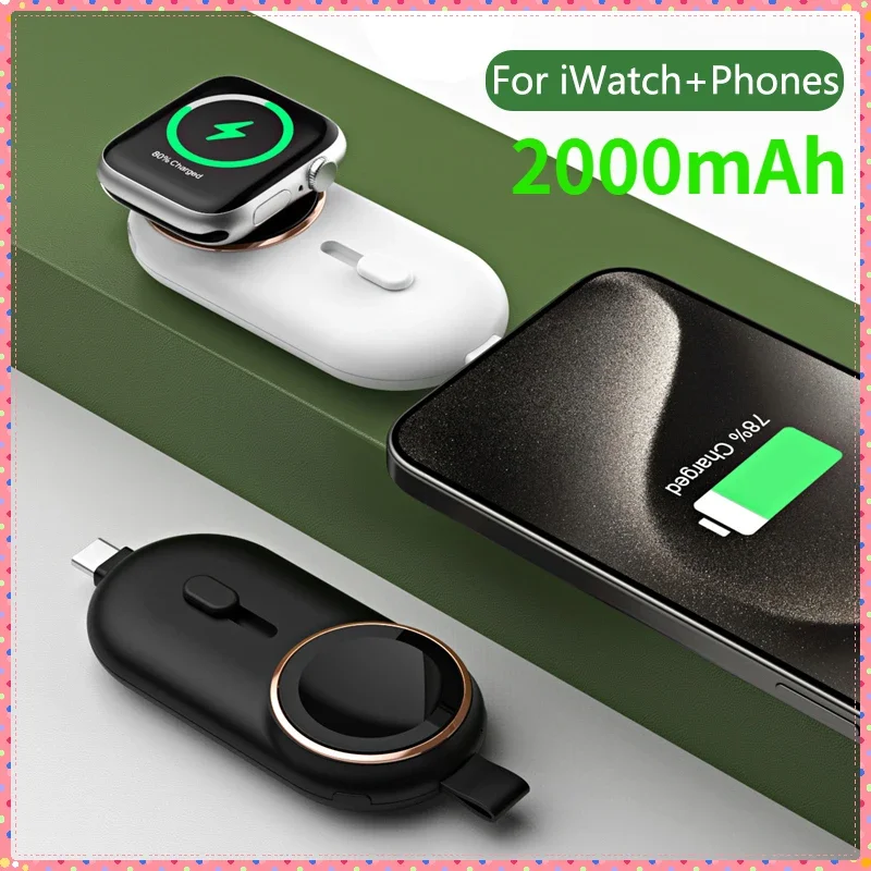 

Mini Power Bank 2000mAh Magnetic Wireless Charger for Apple Watch 8 7 6 iPhone 14 12 13 mini External Battery Charger Powerbank