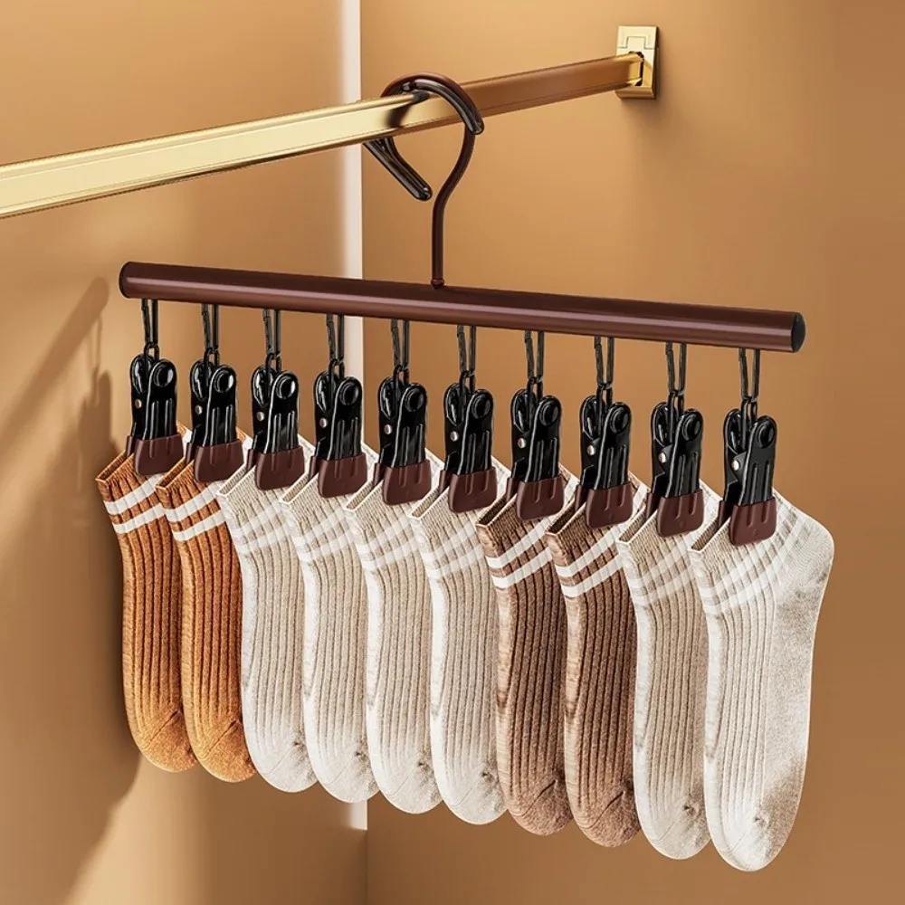 

Multi-purpose 10 Clips Clothes Drying Rack Anti-Slip Non-marking Sock Clips Windproof Rotatable Clothes Hanger Home Closet