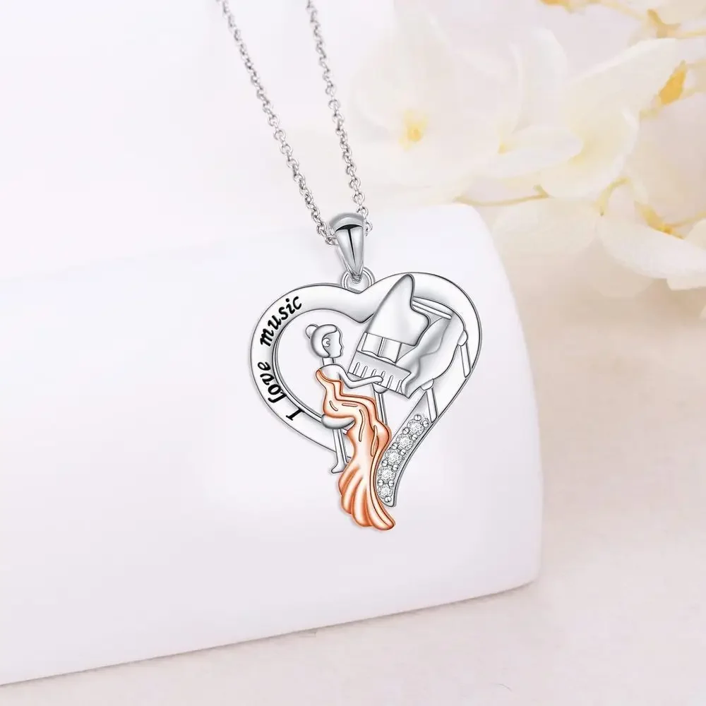 Fashion music girl performance pendant necklace exquisite holiday birthday party commemorative accessories jewelry gifts