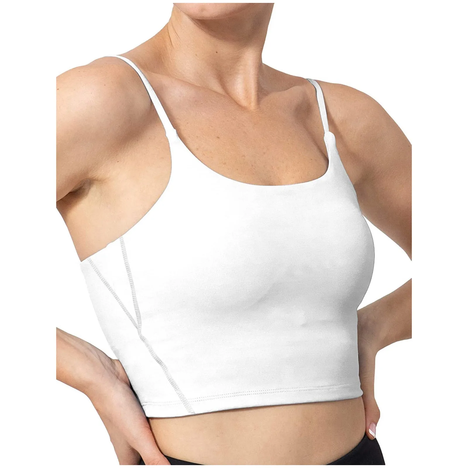 

Women's Tanks & Camis U Neck Sleeveless Chest Pad Movement Sexy Vest Tops Solid Color Short Slim Fitting Vests For Female