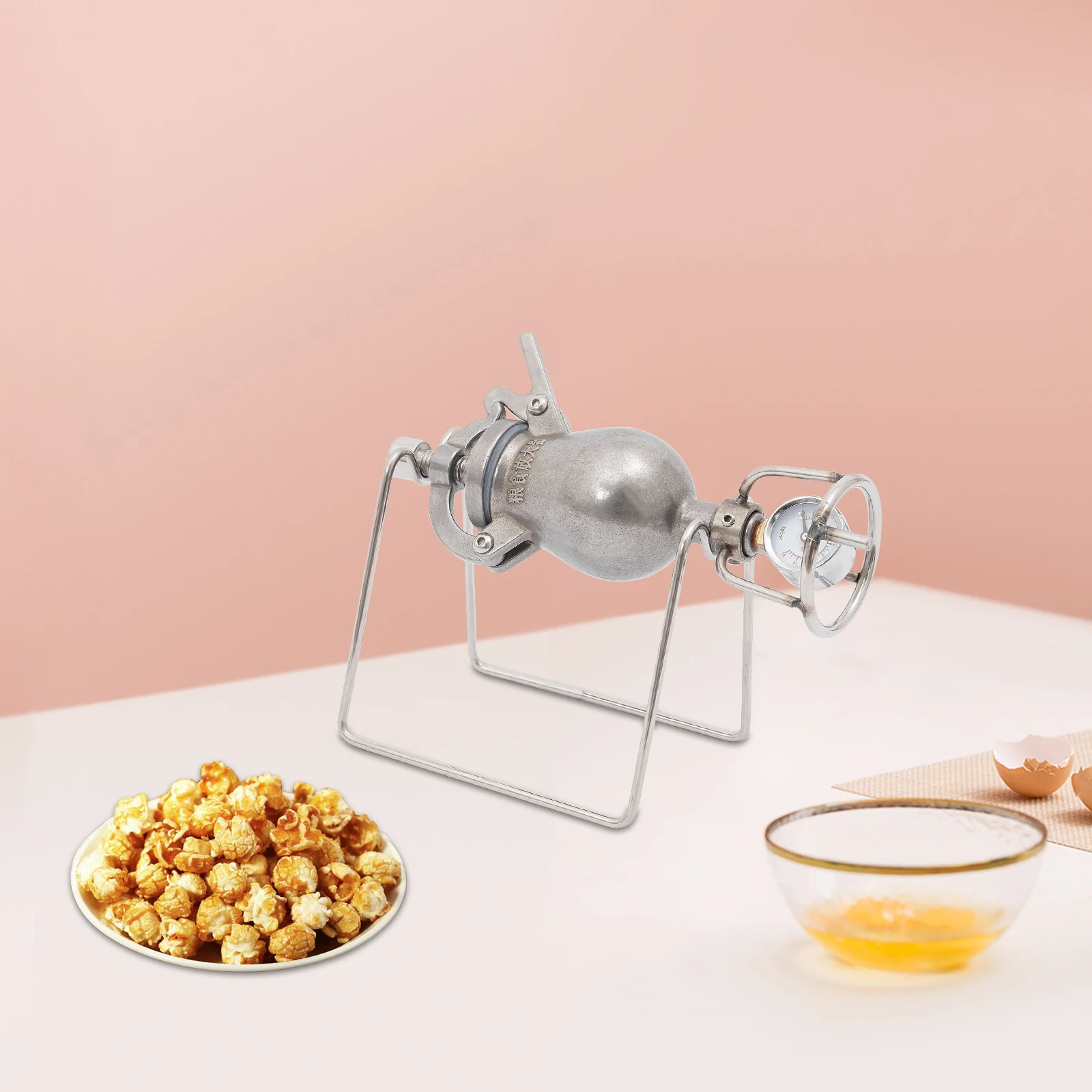 

Mini Stainless Steel Popcorn Maker, Manual Operation Oil-Free, Lightweight 5.25lbs, Ideal for Home Movie Nights and Gatherings