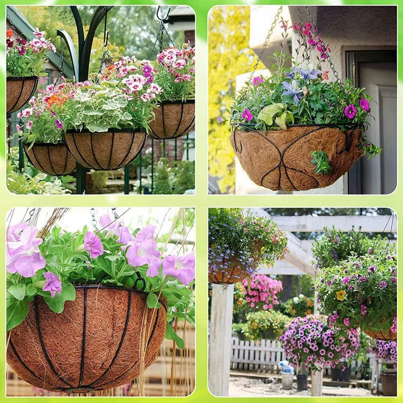 6 Pcs Round Coconut Liner Natural Coconut Fiber Basket Coconut Replacement Liner For Hanging Baskets Planters Flowers