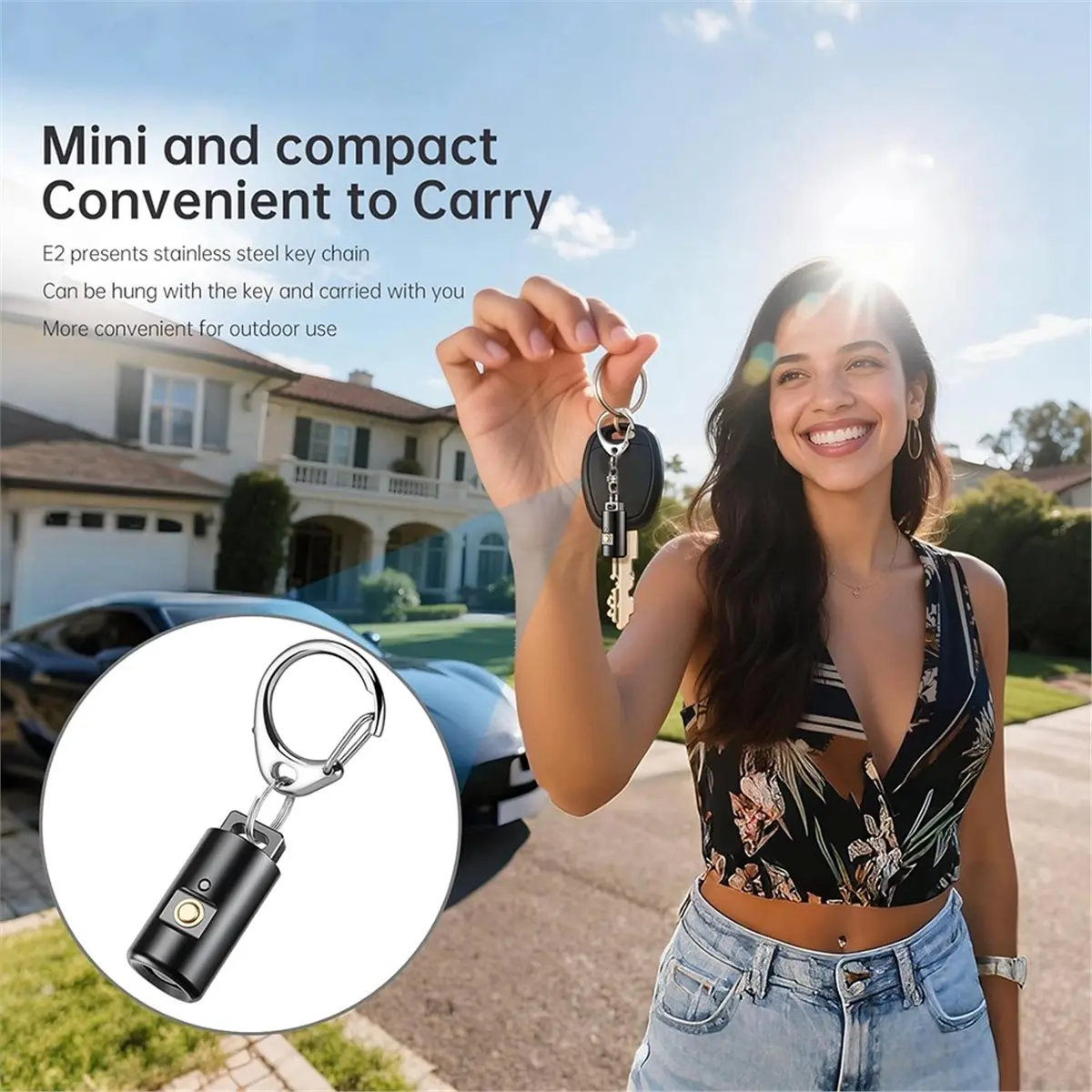 

Фонарик-брелок Homegood E2 Mini - перезаряжаемый, с магнитной зарядкой через USB, компактный и яркий светодиодный карманный фонарь для экстренных ситуаций