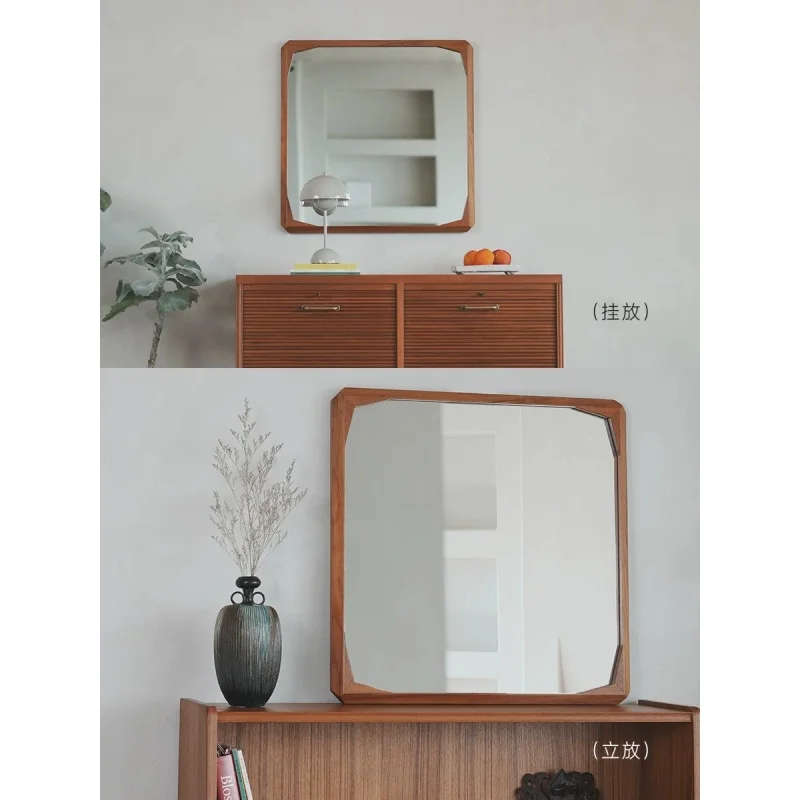 Burma teak antique-style solid wood wall-mount mirror bathroom square mirror solid wood makeup mirror entrance hall squaremirror