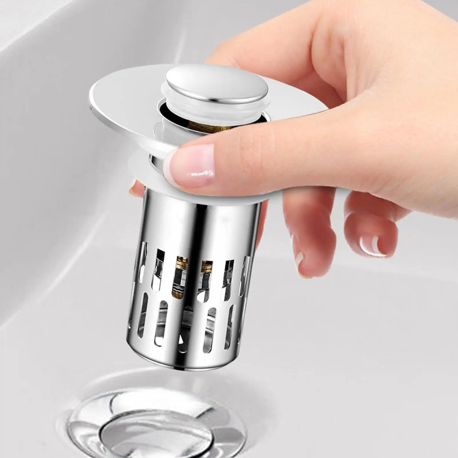 الفولاذ المقاوم للصدأ استنزاف تصفية الشعر الماسك بالوعة سدادة سلة المرشح حوض فعال بالوعة التوصيل بالوعة الحمام استنزاف تصفية كتل #5