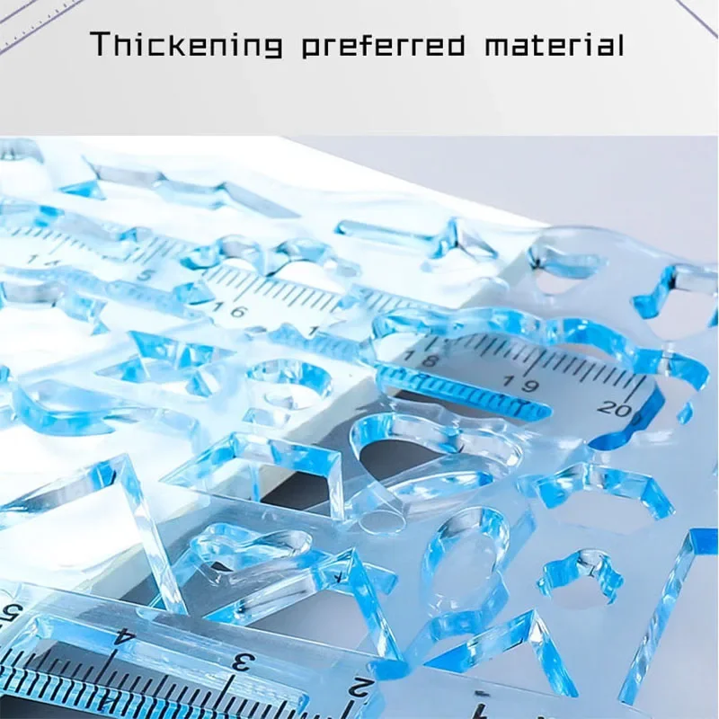 مسطرة بلاستيكية متعددة الأشكال قالب رسم بيضاوي قالب هندسي منحنى نمط مسطرة أدوات مكتبية