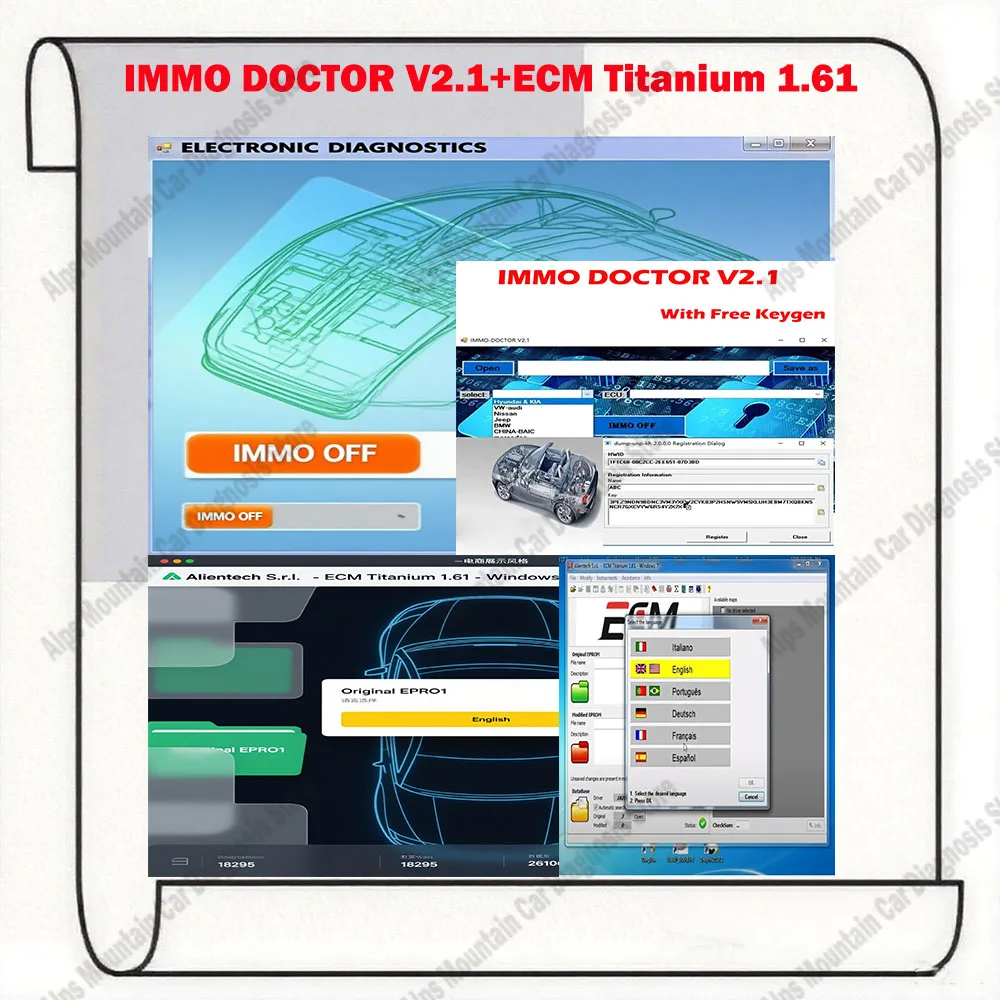 

IMMO DOCTOR V2.1 With Unlimited KEYGEN MULTI BRAND Immo Off Software ECU Chip Tuning + ECM TITANIUM 1.61 With 26000 Car ECU Tool