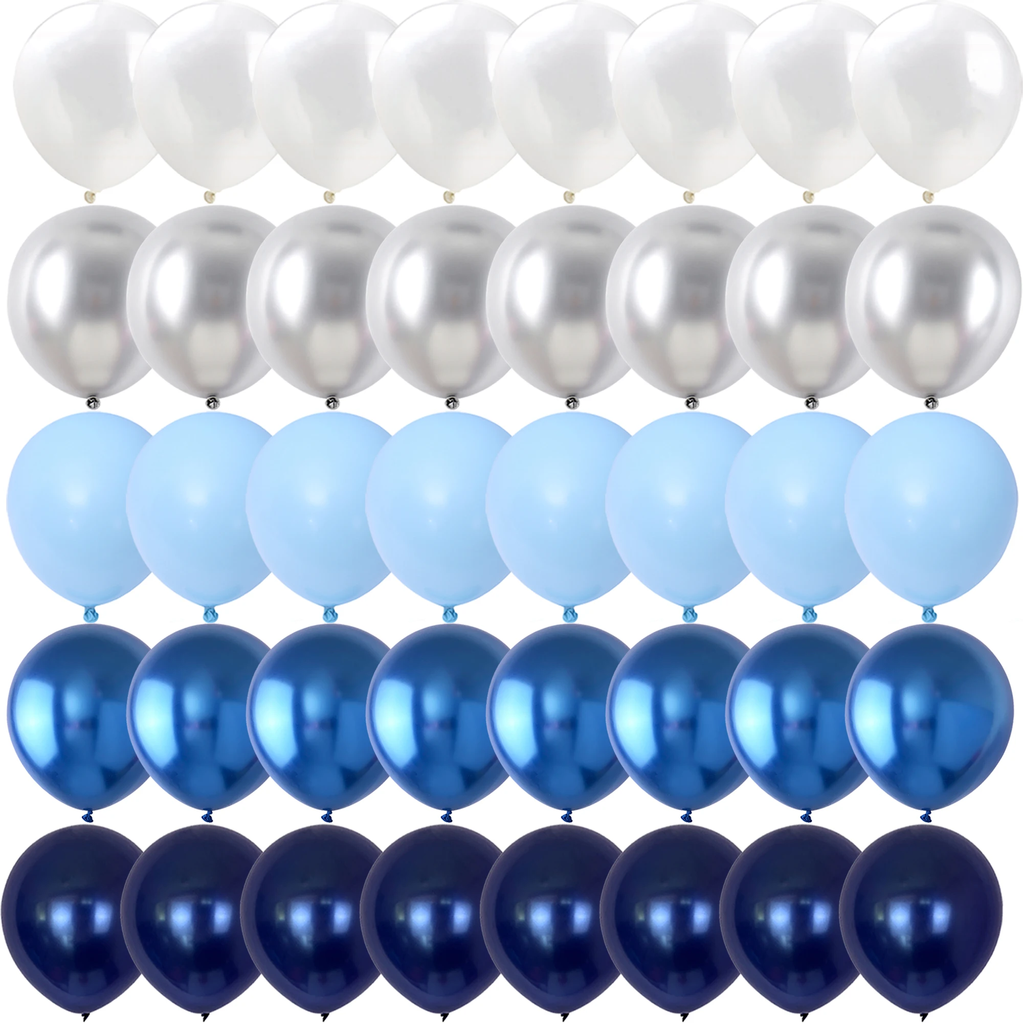 

40PCS Blue Metal Blue Silver Balloons Gender Reveal Wedding Valentine's Day Baby Shower Birthday Globos Party Decorations