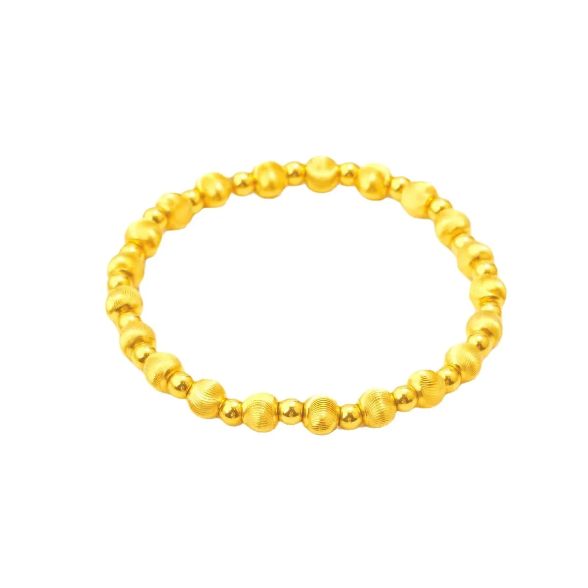24K Gold 6mm Cat's Eye Bead Bracelet Women AU999 - Forged 24K beads, even shape, seamless chain connection