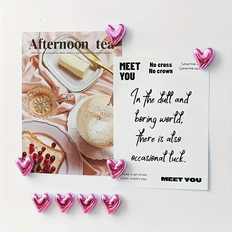 1/5/10/20/50/100pcs Pink Heart-Shaped Refrigerator Magnet Set - for Photos, Notes, Paris-Themed Decor - Valentine's Day, Mother'