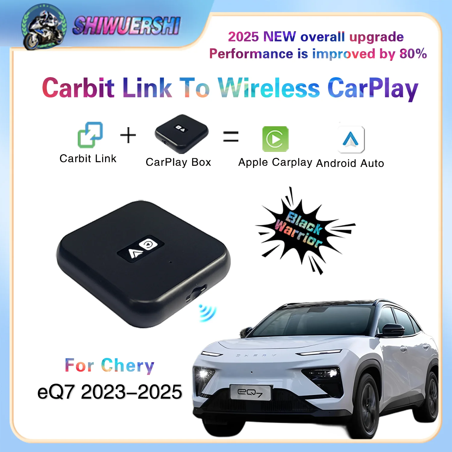

SHIWUERSHI 2025 smart Car Play Adapter Chery eQ7 2023-2025 AIQAR Carbitlink Smartlink Phonelink Easy connect to Wireless Carplay