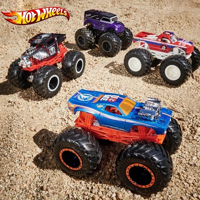 Original Hot Wheels Monster Trucks Maker Diecast 1:64 Big Foot Giant Car Assemblable Metal Model Collection Kids Toys Boys Gift