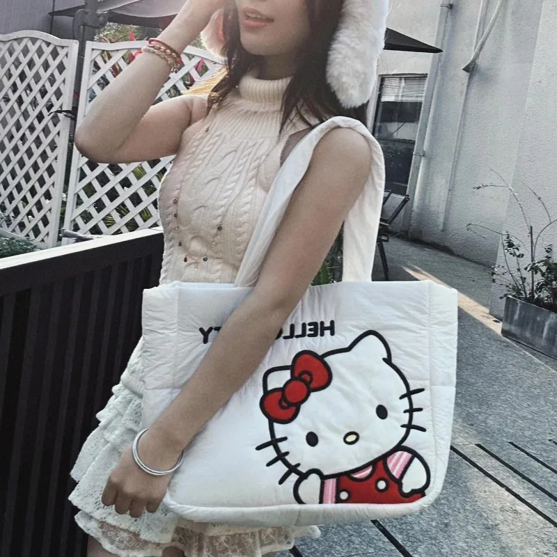 

Xiuya Hello Kitty Womens Shoulder Bag Cute Cartoon Embroidery Y2k Handbag Fashion Jk Lolita Kawaii Literary Female Armpit Bag