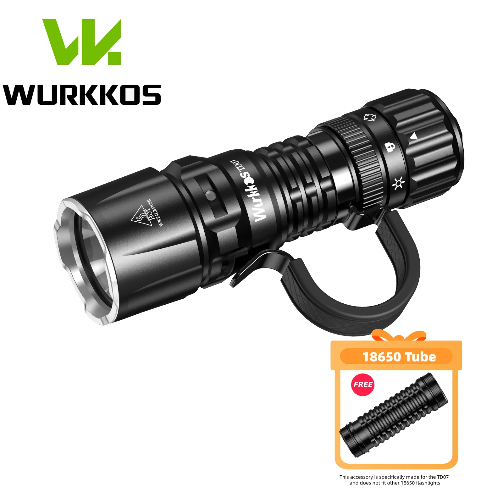 Тактический фонарик Wurkkos TD07 18350, 1300 лм, 479 м, перезаряжаемая лампа дальнего действия, IP68, мини-фонарик с кольцом на палец, двойные переключатели