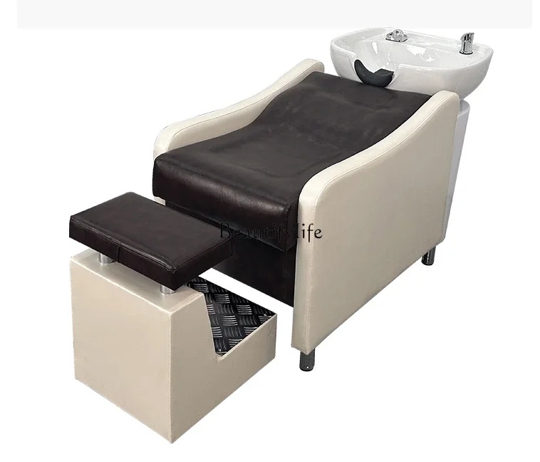 Ceramic Basin Lying Half Shampoo Chair for Hair Salon Flushing Bed