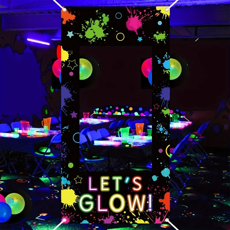 أضواء النيون تجعل خلفية حفلةنا اللامعة - تصميم جرافيتي فلورسنت حيوي، ديكور حفلات لامع #6