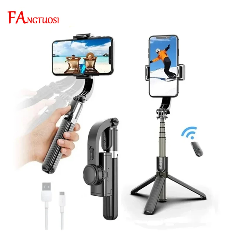 FANGTUOSI 2024 New Bluetooth Handheld Gimbal Stabilizer Mobile Phone Selfie Stick Holder Adjustable,Portable For Smartphone Live