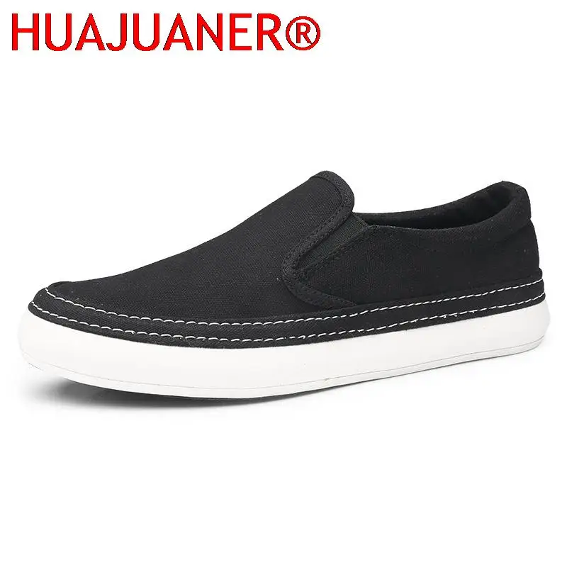 2023 Men's Casual Shoes Breathable Canvas Shoes Lightweight Men's Vulcanized Shoes Soft Flat Shoes Outdoor Mens Sneakers Loafers