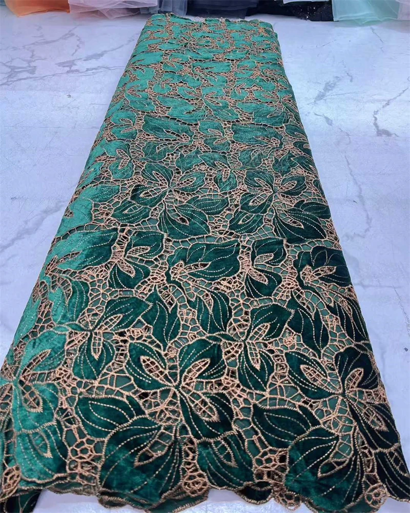

Superbly Lush Velvet Lace Fabric High Quality Hollow out Gorgeous Embroidery Lace Fabric Exclusive Premium Velvet Guipure Lace