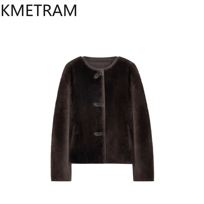 

KMETRAM Natural Merino Sheepskin with Wool Attached Coat High Quality Real Fur Jacket Woman Clothing Winter New in Coats шуба