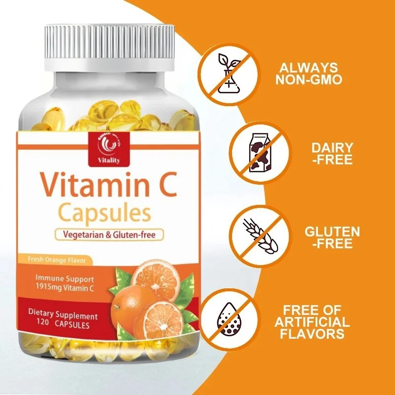 Vitality Vitamin C +Zinc - 1915Mg Powerful Antioxidant That Supports Cellular Energy Production, Immune System and Improves Skin