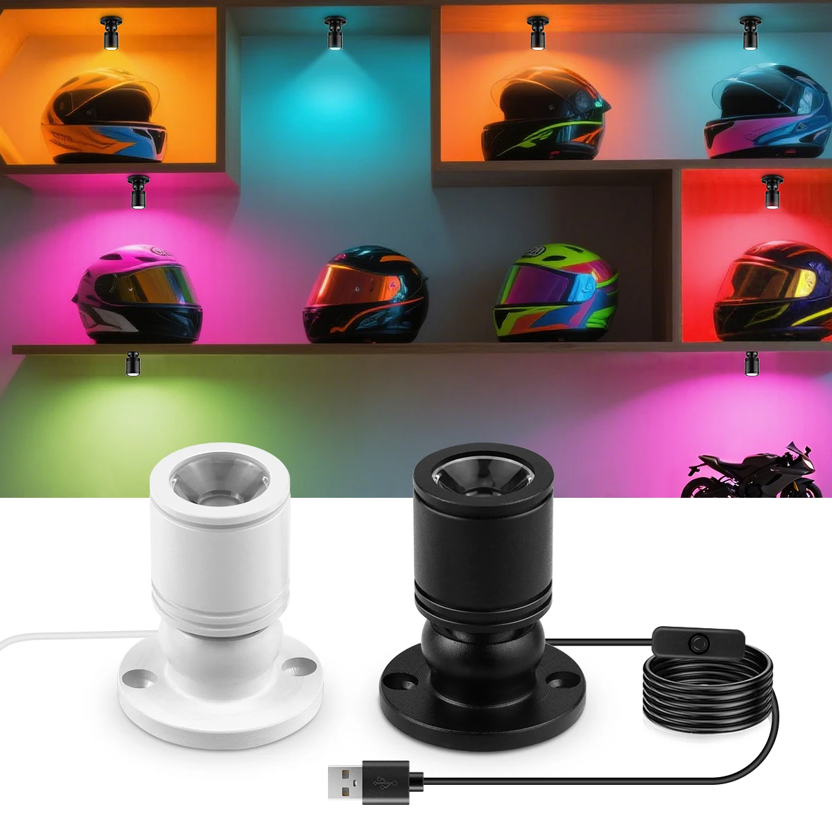 5V USB Mini Spotlight 1W Surface Mounted LED Wine Cabinets Light For Jewelry Showcase Counter Collectibles Shelf Decor Lighting