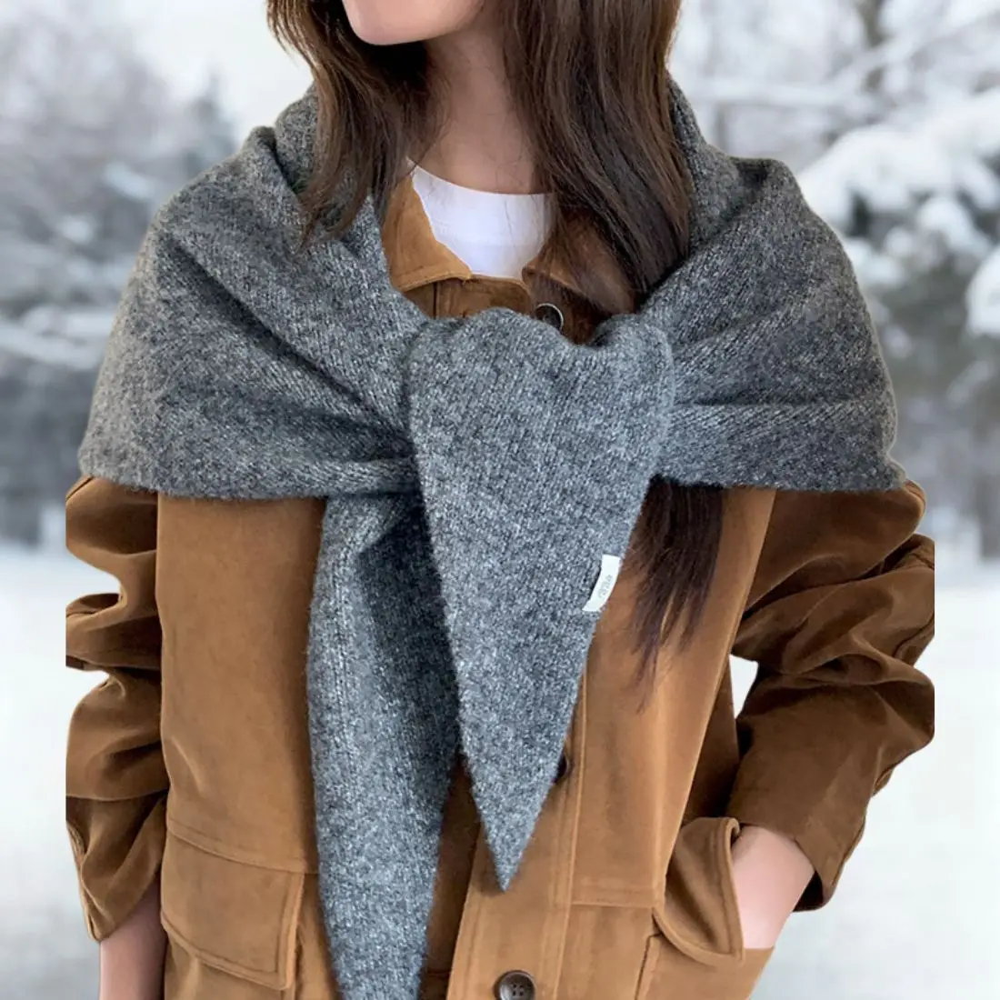 

Big size Wool Knitted Shawl Scarf Winter Warm Soft Knitted Solid Color Triangle Scarf Women Neckerchief hijab Lady Wool Scarves