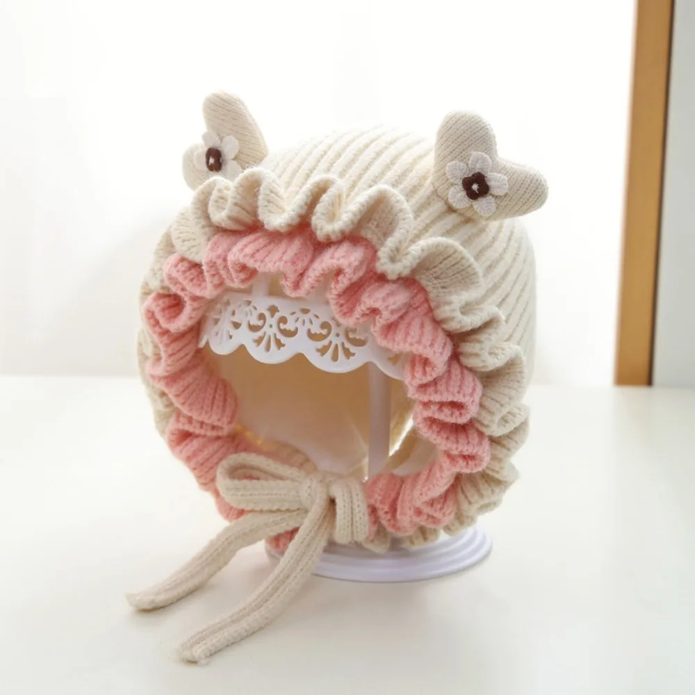 

Новая теплая кружевная шляпа принцессы, ветрозащитный холодостойкий пуловер, Балаклава, От 0 до 2 лет