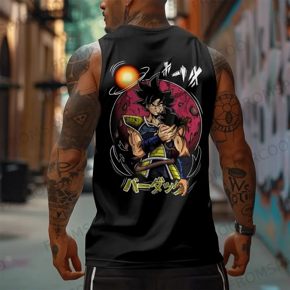 

Dragon Ball Anime Goku Peripheral Printed Pure Cotton Tank Top 2025 Gym Sportswear Casual Men Loose Summer Fashion Vest Topins
