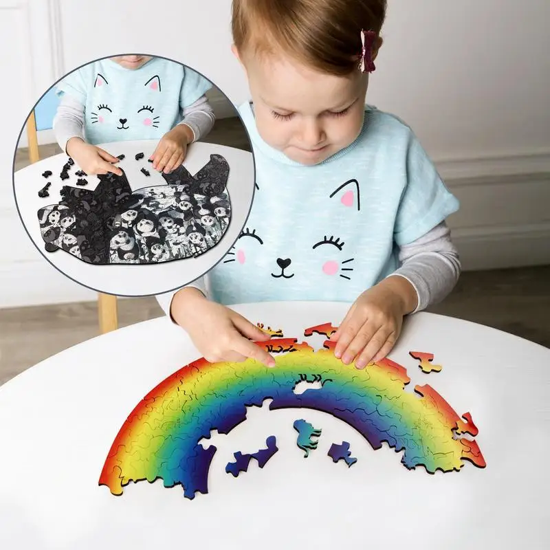 Wooden Jigsaw Puzzles For Kids Early Learning Animal-Shaped Bear Jigsaw Fun Cartoon Jigsaw Early Education Toy Sturdy Bear