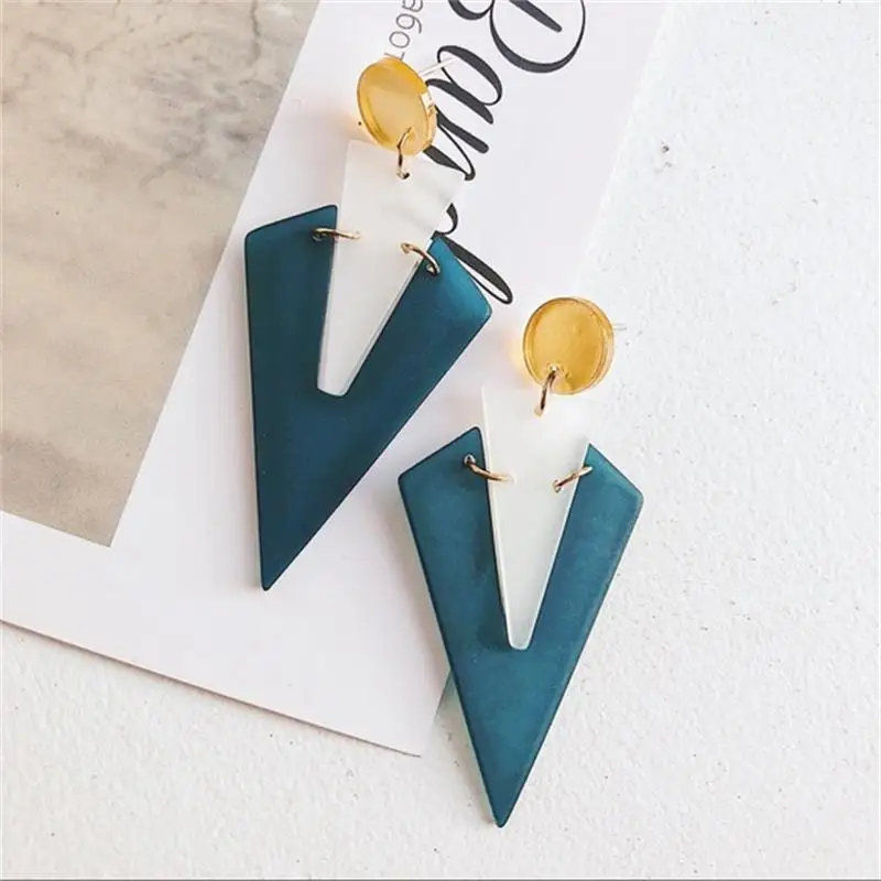 Schicke blaue Dreieck-Tropfenohrringe aus Acryl für Damen, modisch, geometrisch, unregelmäßig, Ohrring, Großhandel, Party-Schmuck, Geschenk für Erwachsene