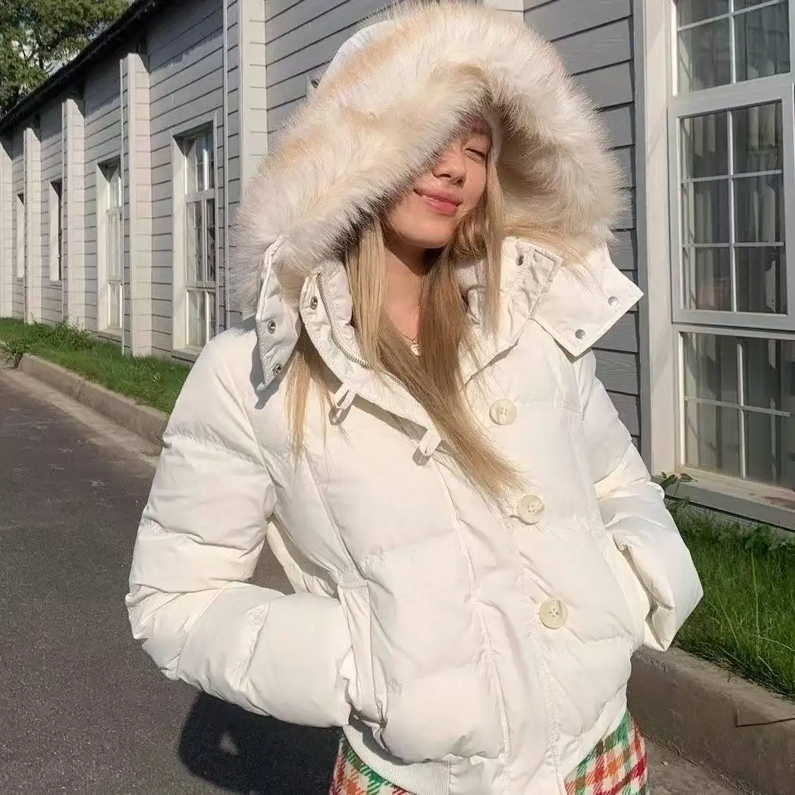 American Vintage Parkas Women Retro Subculture Faux Fur Jackets Oversized Warm Long Sleeve Outerwear Harajuku Casual Streetwear