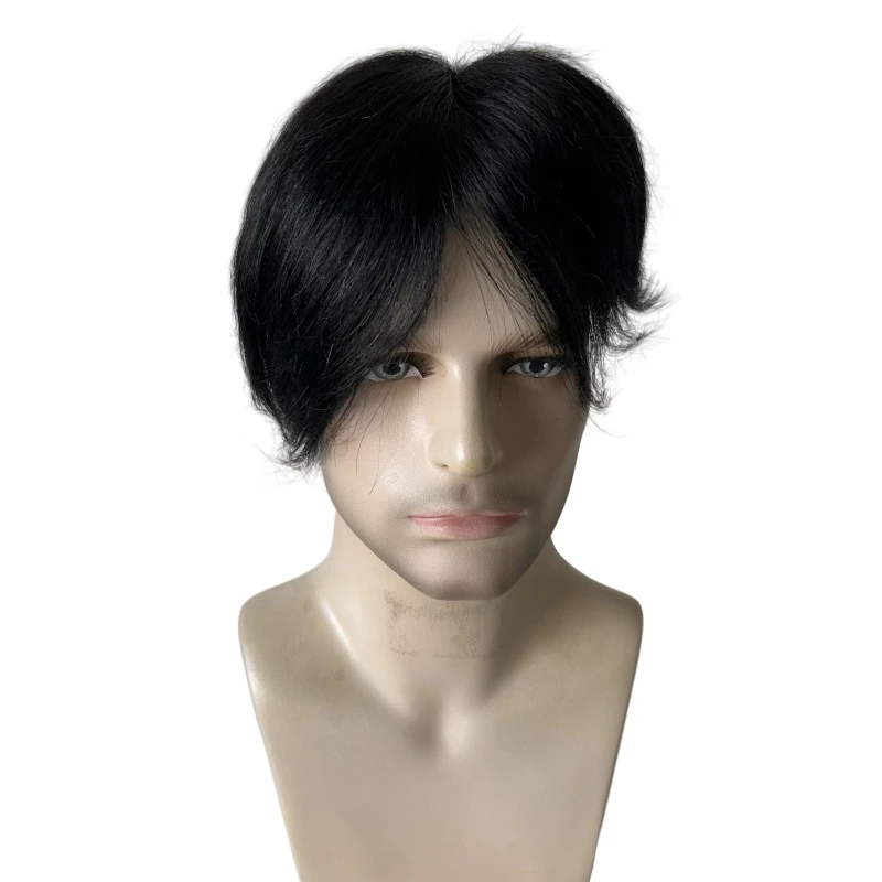 

Монгольские девственные человеческие волосы темно-черного цвета 1. # Шелковый парик 16x22 см с невидимыми узлами Шелковый блок для азиатского человека