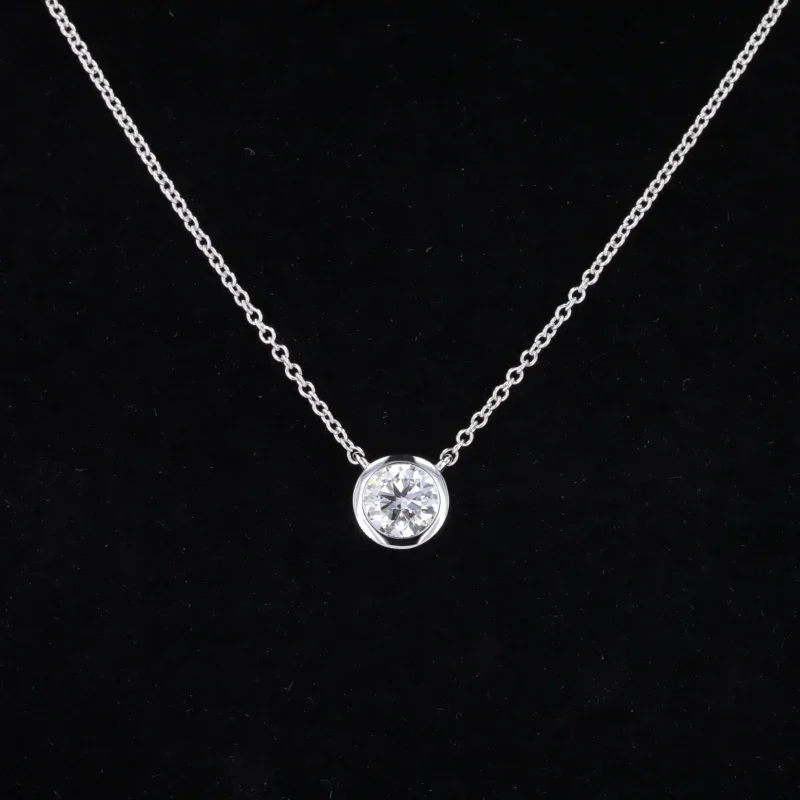 Starsgem Round 2ct High Quality Moissanite Stone Necklace 1carat Lab Grown Diamond Bezel Chain