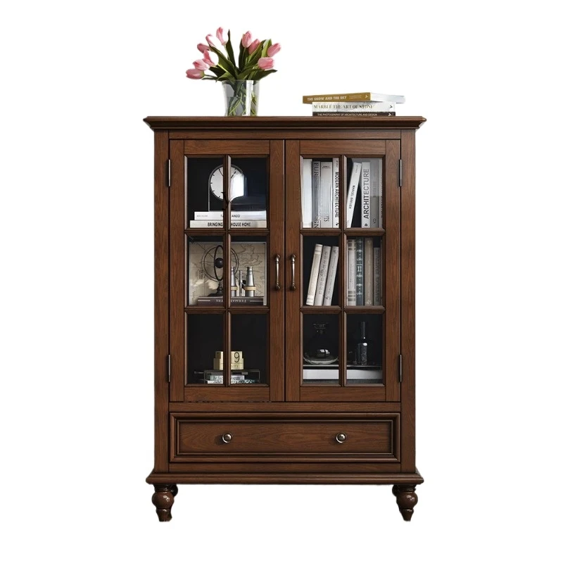 Country Storage Cabinet, Ash Double Door, Short Wine Cabinet, European Style