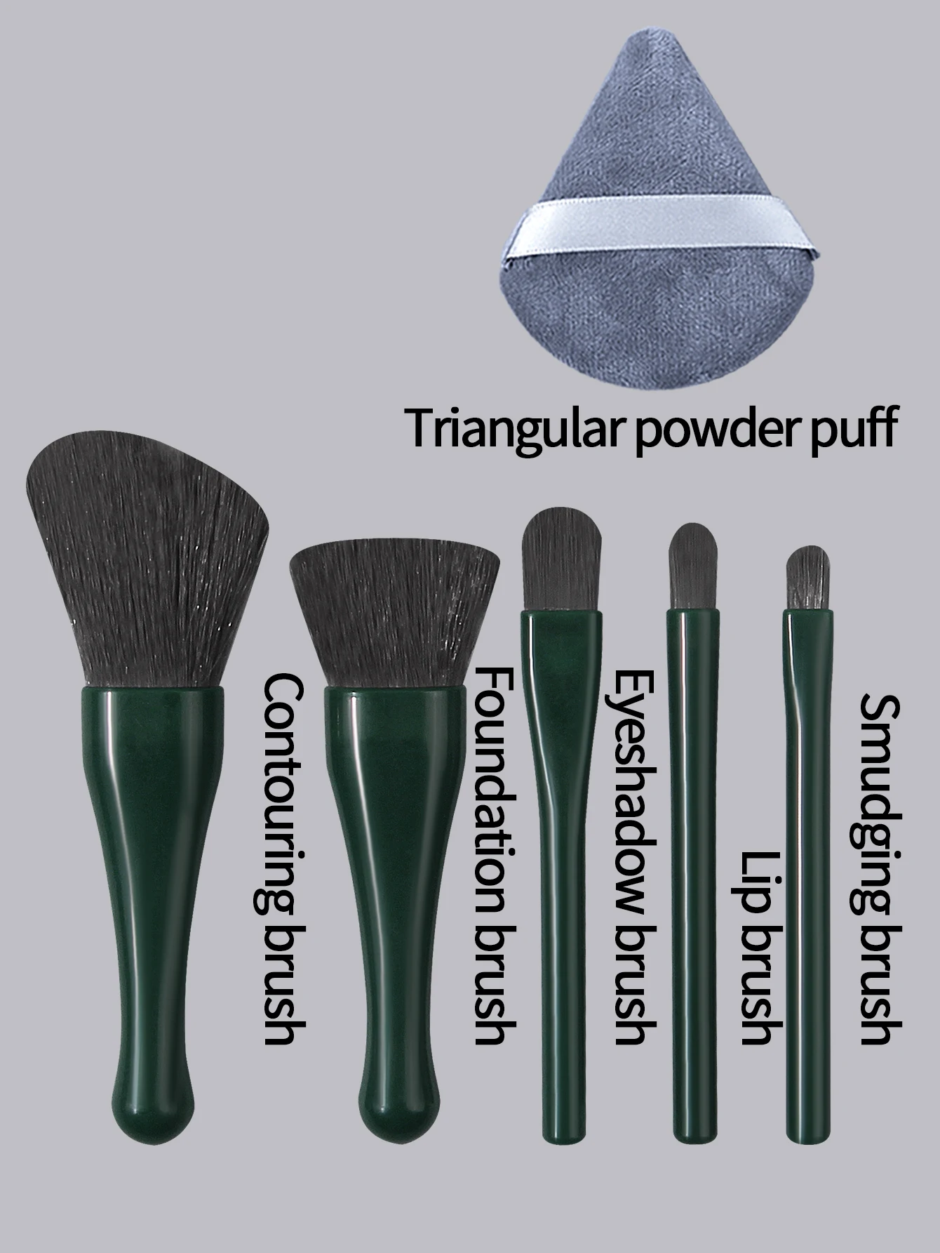 8-teiliges tragbares Reisespiegelgehäuse-Set, 5 Make-up-Pinsel + 2 trockene und nasse Puderquasten mit doppeltem Verwendungszweck, einfach zu verwendende Make-up-Tools für Anfänger