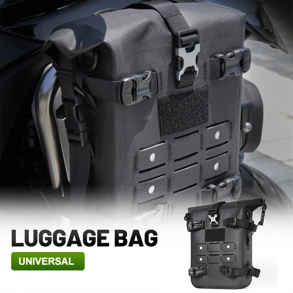 Waterproof Multi-Purpose Universal Fit Motorcycle Crash Bar Bag, Side Saddle Tail Luggage Pannier for Touring Moto Riding Gears