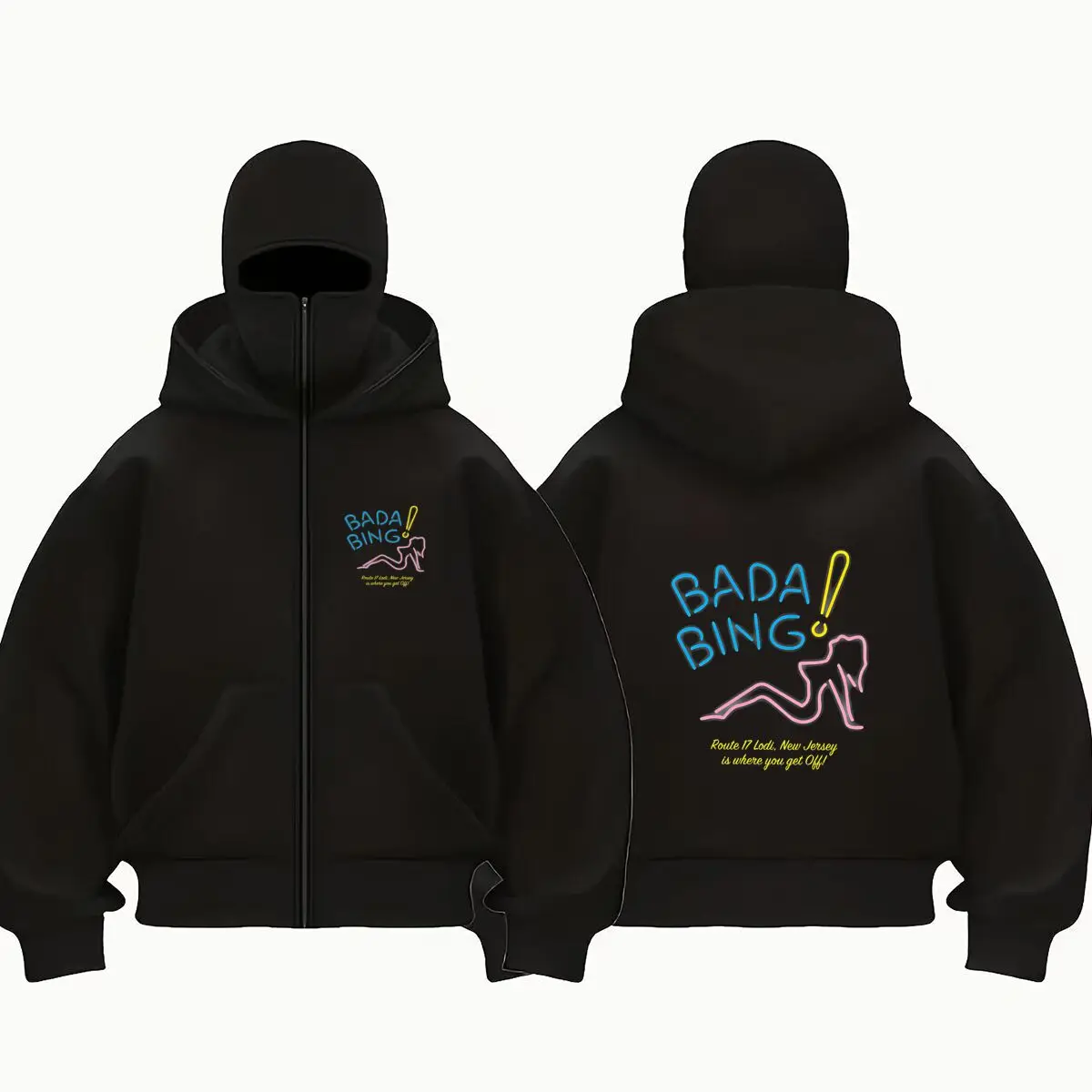 بادا بينج! سويت شيرت بقلنسوة عصرية ذات طابع شخصي نابض بالحياة بطبقة مزدوجة