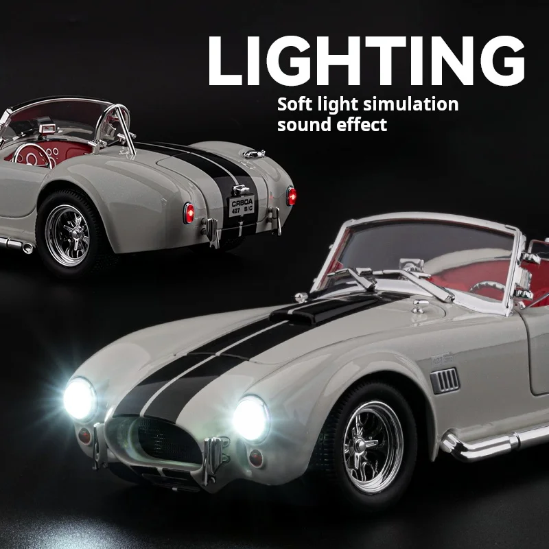 Voiture de sport convertible 1:24, modèle de collection en alliage, force sonore et lumineuse, voiture vintage, simulation de haute qualité, jouet, cadeau