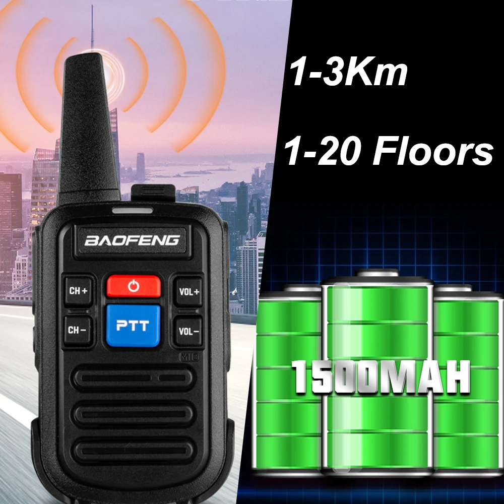 Baofeng Mini Walkie Talkie UHF 400-470MHz Handheld Dual Band Radios BF-C50 16 Channel Long Range 5W Two Way Radio with Charger