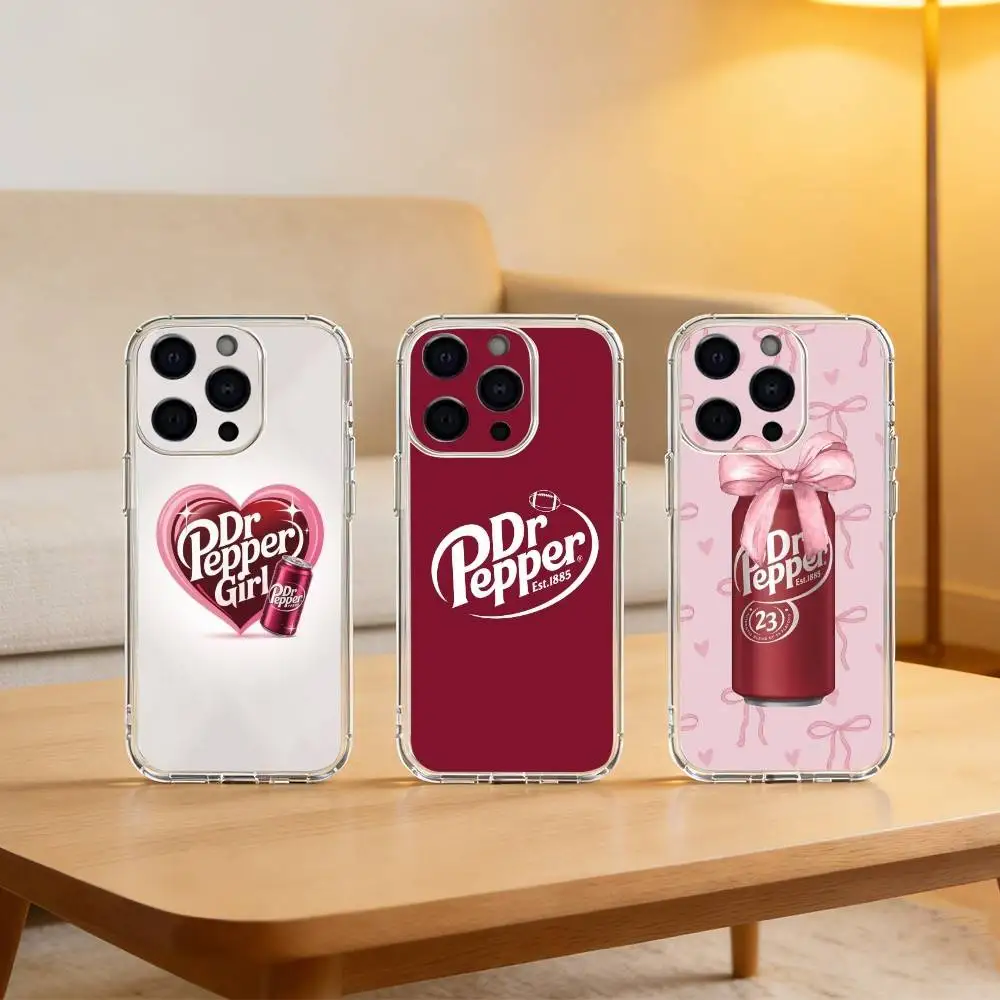 Funda Transparente para Teléfono Cherry Drink Brand D-Dr P-Pepper para iPhone 17 16 15 14 13 12 11 Mini Pro Max Plus