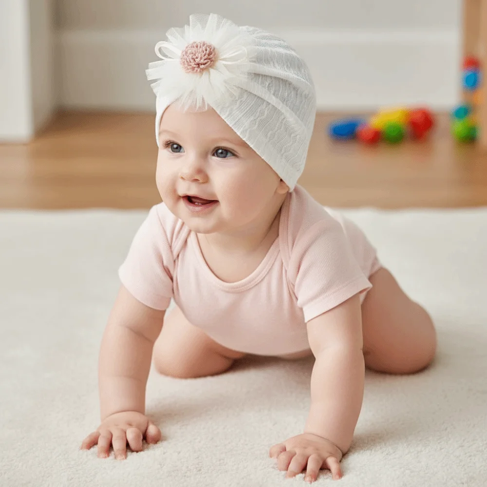

Cute Soft Cotton Infant Turban Hat Breathable Elastic Headscarf Hat Lightweight Flower Hat Newborn Supplies