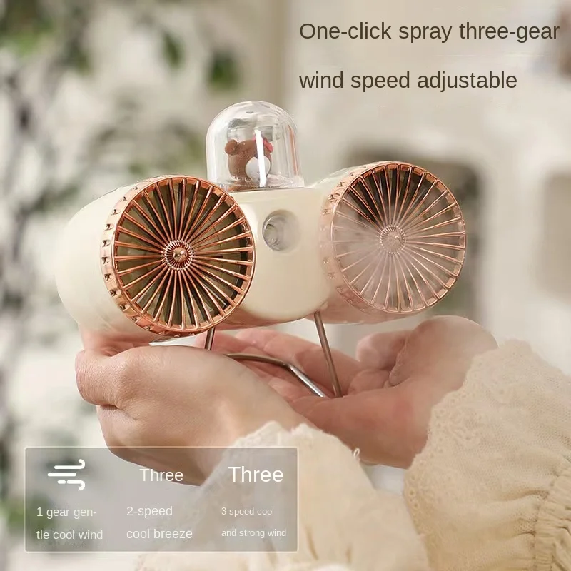 Вентилятор с распылителем портативный с зарядкой от USB, настольный мини-вентилятор для общежития и офиса, небольшой настольный электрический вентилятор