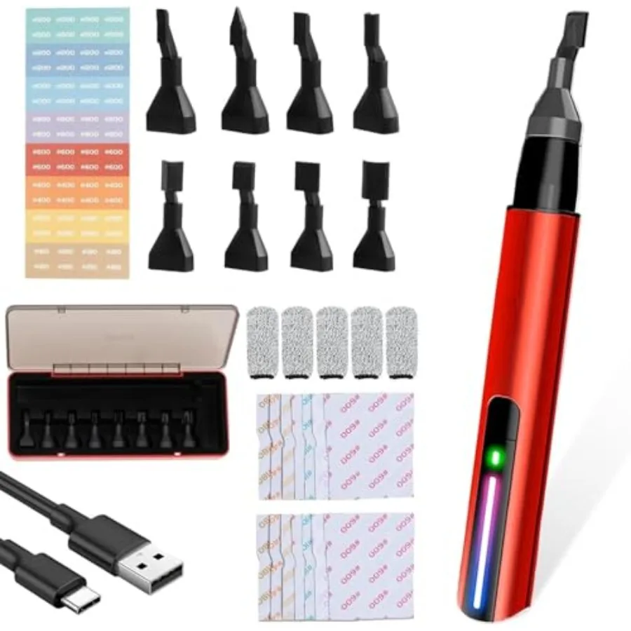 

Электрическая мини-шлифовальная машинка-карандаш с USB-зарядкой, портативная, с 8 насадками для шлифовки, самоочищающаяся