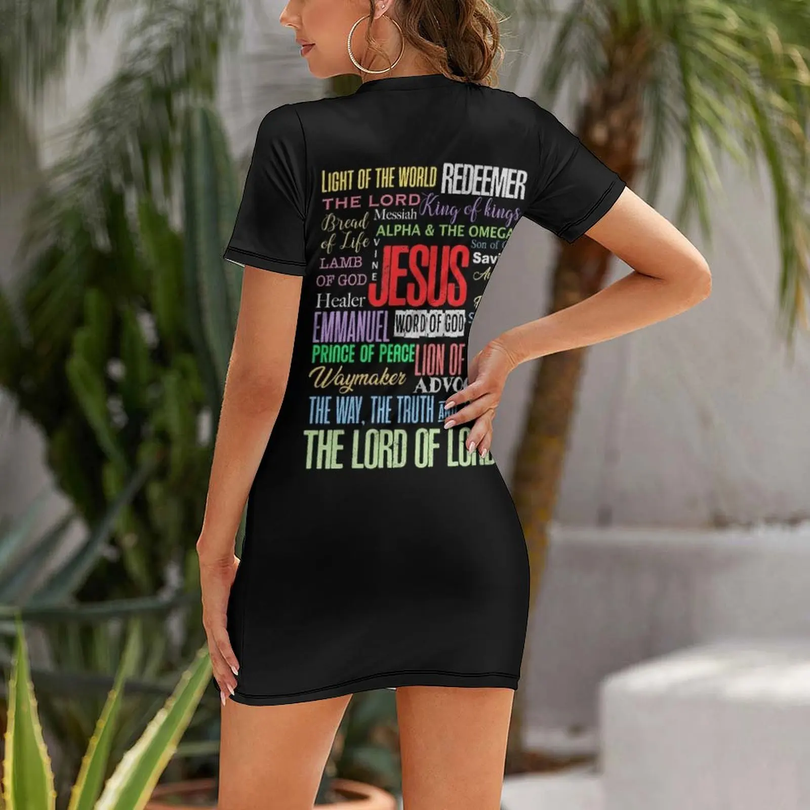 Names of God Lord Jesus Christ - Bible Verse Christian Gifts Store Short Sleeved Dress dresses women summer 2025