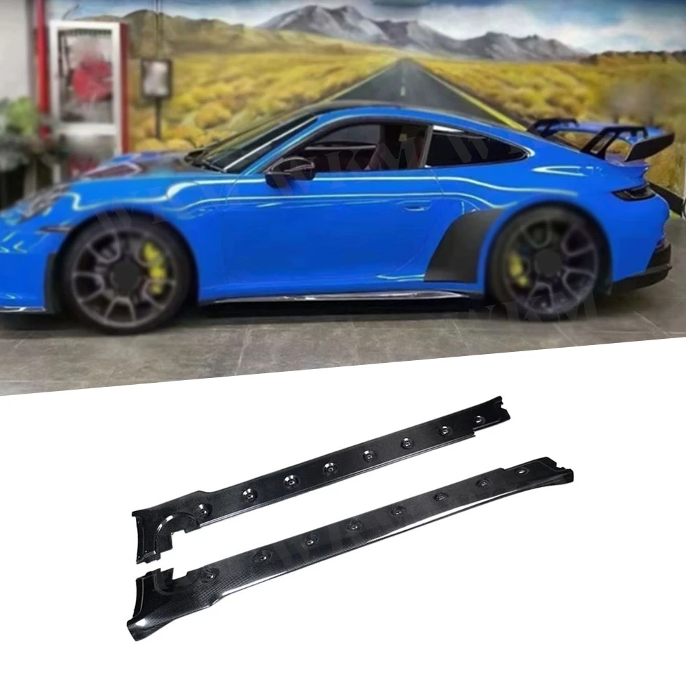 

Carbon Fiber Car Side Skirt Apron Extension Lip Spoiler Rocker Panels Protect Cover For Porsche 911 992 2022 FRP Bodykit