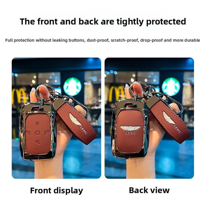 Funda Protectora de Cuero para Llave de Coche LEVC Yizhen L380 Geely Yizhen L380, Funda para Control Remoto Físico con Hebilla